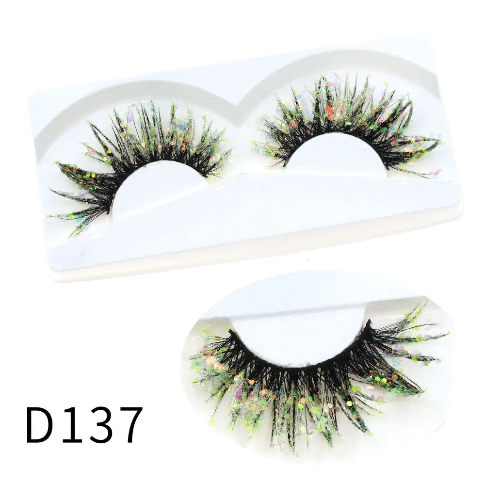 1 Pair Halloween Style Dreamy Sequins Glitter False Eyelashes Whole Strip Fluffy DIY Lashes Cosplay Stage Eye Makeup
