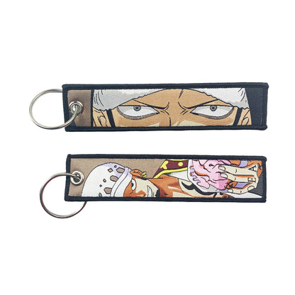 One Piece Anime Key Chains with Cute Jet Manga Embroidery Fashion Key Tag for Jewelry Accessory Key Ring Holder Gift Anime Fans