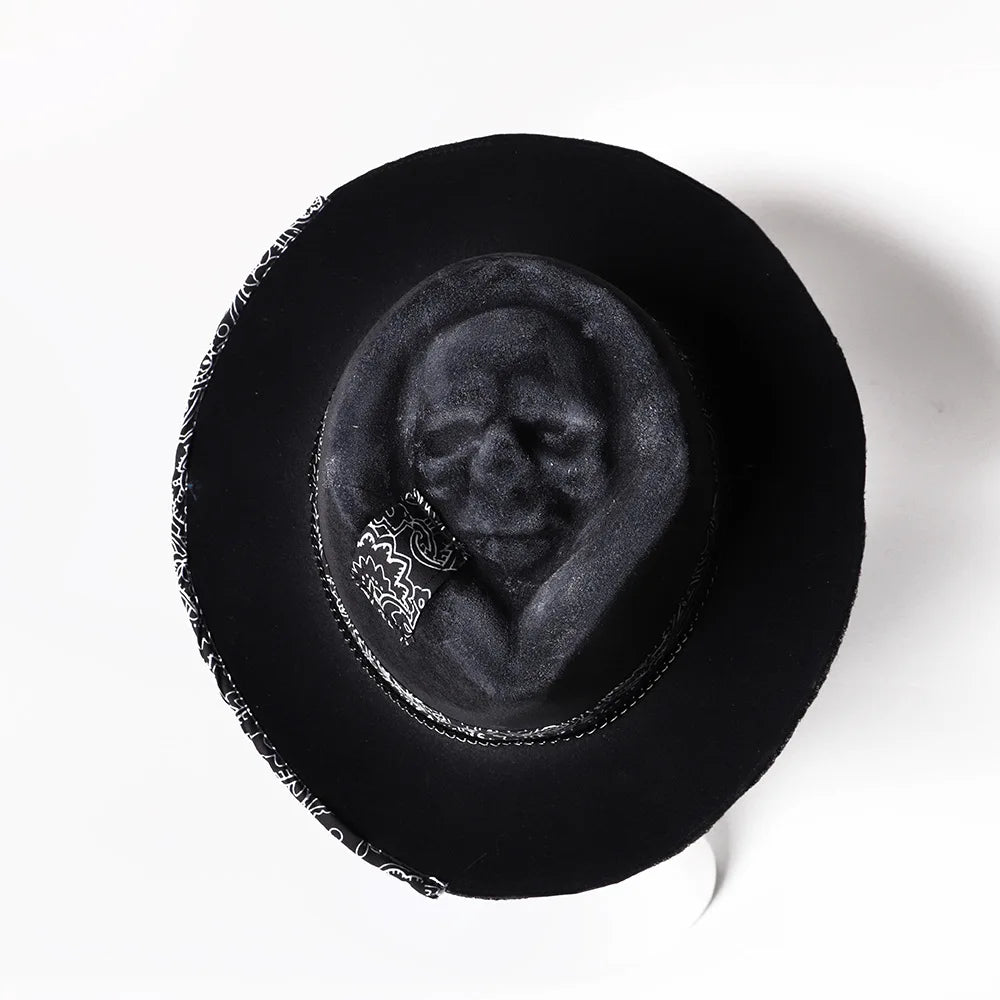 Skull Cowboy Hat Handcrafted S Halloween Hat Western-inspired For Western-themed Events Alternative Halloween Headwear. Fashion