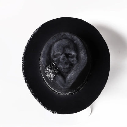 Skull Cowboy Hat Handcrafted S Halloween Hat Western-inspired For Western-themed Events Alternative Halloween Headwear. Fashion