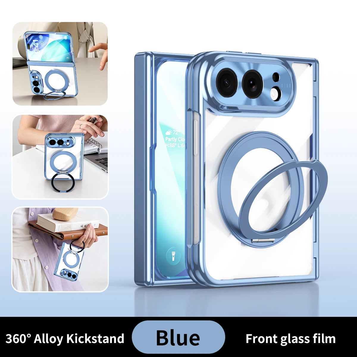 360 Rotating Magnetic Bracket Electroplating‌ Case for iPhone Ultra 18 Fold Wide Hinge Protection‌ Shockproof for Magsafe Cover
