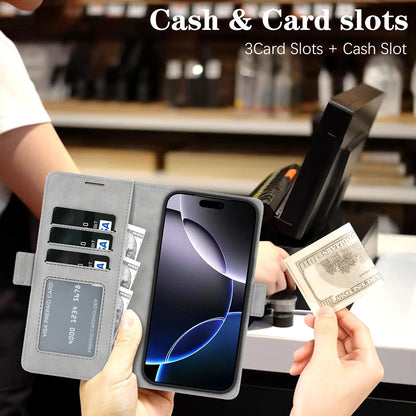2 in 1 Wallet Case For iPhone 18 17 Promax Air 16 Pro Max 15 Plus 14 13 12 iphone17 Cards Slot Leather For Magsafe Phone Cover