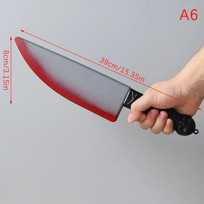 Decorative Bloody Axe Realistic Looking Plastic Halloween Fake Machetes Statue Sickle Knife Horror Cosplay Arm Prop For Home