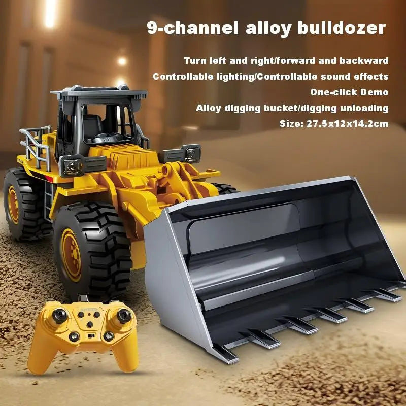 Alloy Remote Control Excavator Toy Car with Lights Sound Effect Electric Excavator Automobile Engineering Vehicle Children Gifts