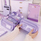 Large Capacity Pencil Case Organizer - Multi-Compartment Desktop Storage for School & Office Supplies ( Pink/Purple/Black)