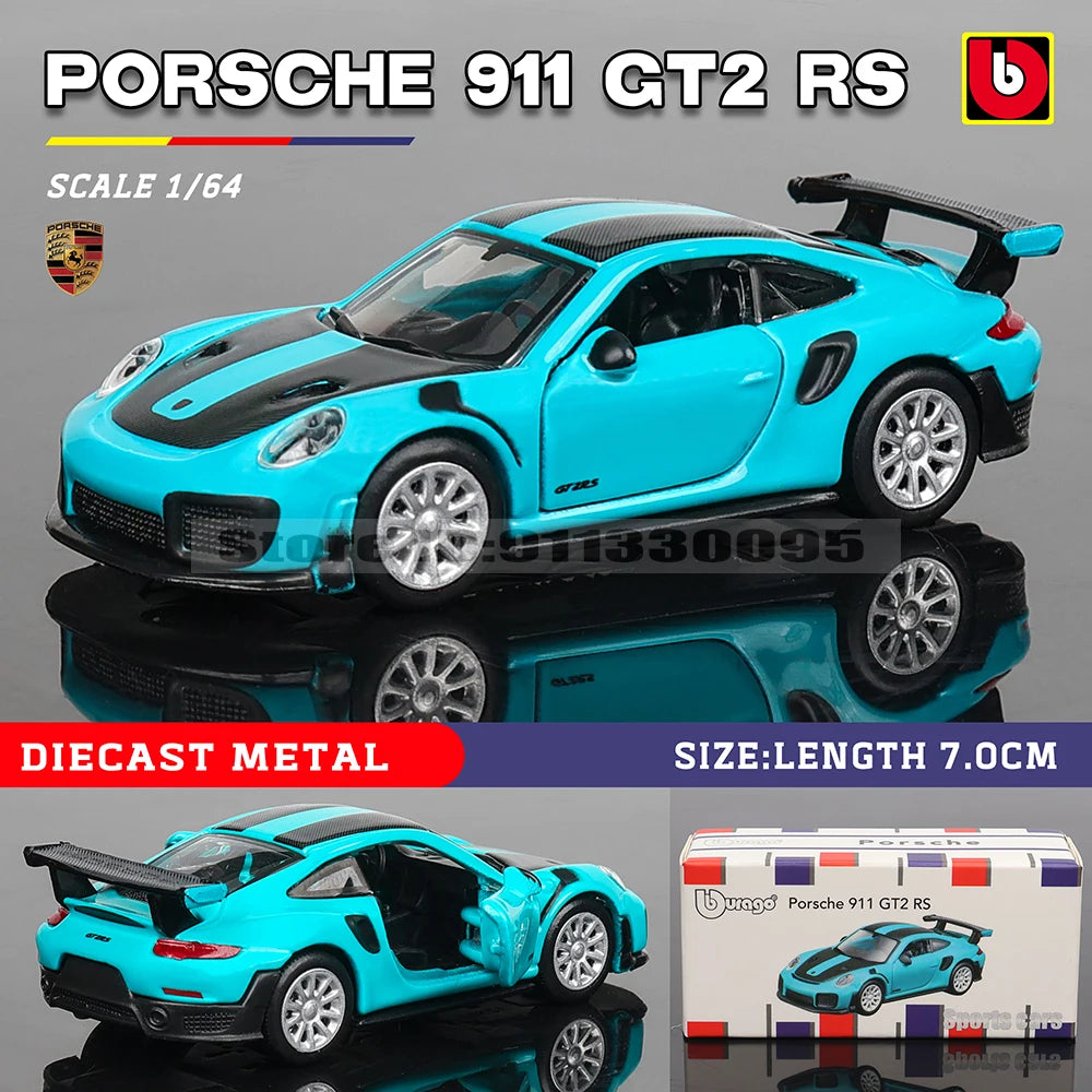 Bburago 1:64 golf Porsche 911 Shelby Raventon Mustang Lamborghini Collection Series Car Die Casting Model Gift Toy