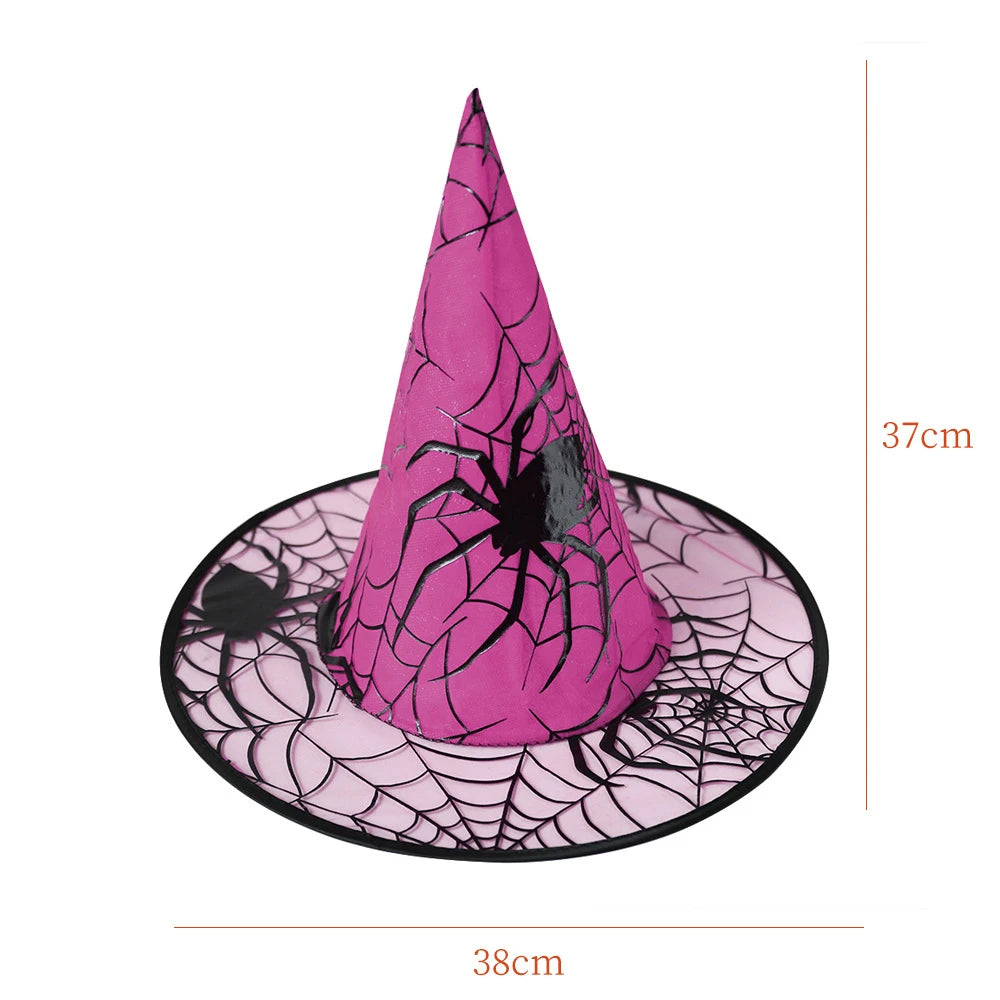 Witch Hat Halloween Decoration Supplies Witch Hat Children Adult Prom Party Dress Up Mesh Wizard Magics Hat for Party