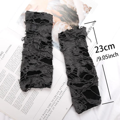 Sexy Gothic Fingerless Long Gloves for Women Men Halloween Gloves Mittens Clubwear Dance Cosplay Costume Accessories