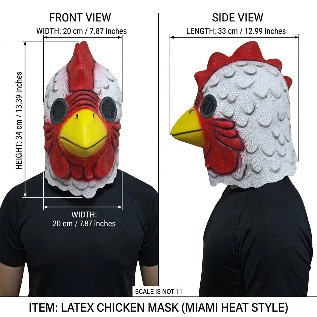 Latex Cartoon Rooster Head Cover Halloween Chicken Costume Mask Miami Cosplay Deluxe Cock Mask Animal Carnival Party Props