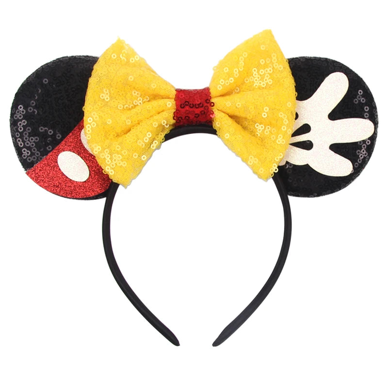 2026Latest Mickey Minnie Ear Headband Sequin Bows For Girl Adult Kids Halloween Party Cosplay Hair Accessories Princess Hairband