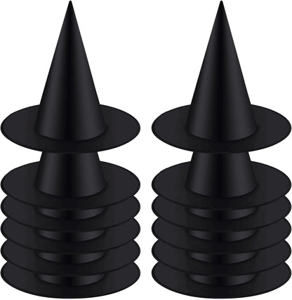 12pcs Halloween Witch Hat Cap Hanging Witch Hat Costume Accessory for Halloween Party Favor, Black