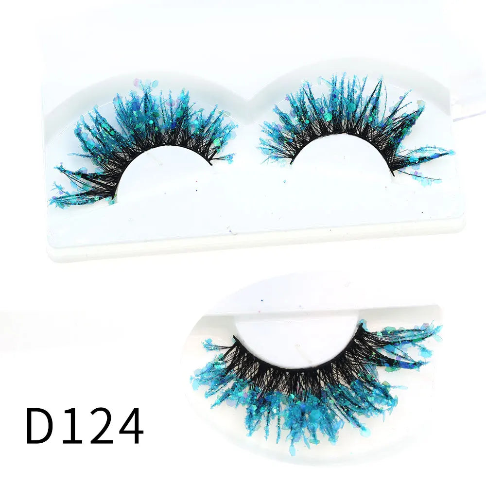 1 Pair Halloween Style Dreamy Sequins Glitter False Eyelashes Whole Strip Fluffy DIY Lashes Cosplay Stage Eye Makeup