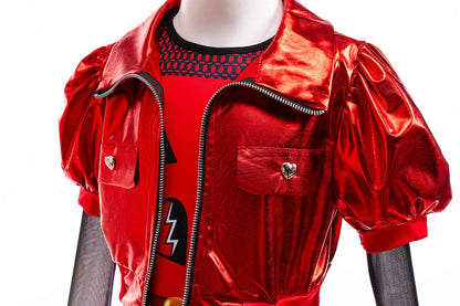 2026 Fancy Comedy Movie Role Play Rock Costume 3PCS Suit The Rising of Red Cosplay Clothing Set Kid Descendant Halloween Apparel