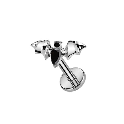 PUTITUP F136 Titanium Halloween Bat Earrings Vampire Style Inlaid Zirconia Gothic Ear Bone Lip Stud Body Piercing Jewellery