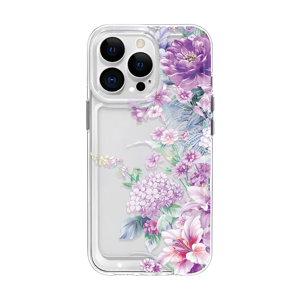 Girls Flower Clear Phone Case For iPhone 16 15 14 13 12 11 Pro Max 16 Plus Bumper Shockproof Hard Cover Cases