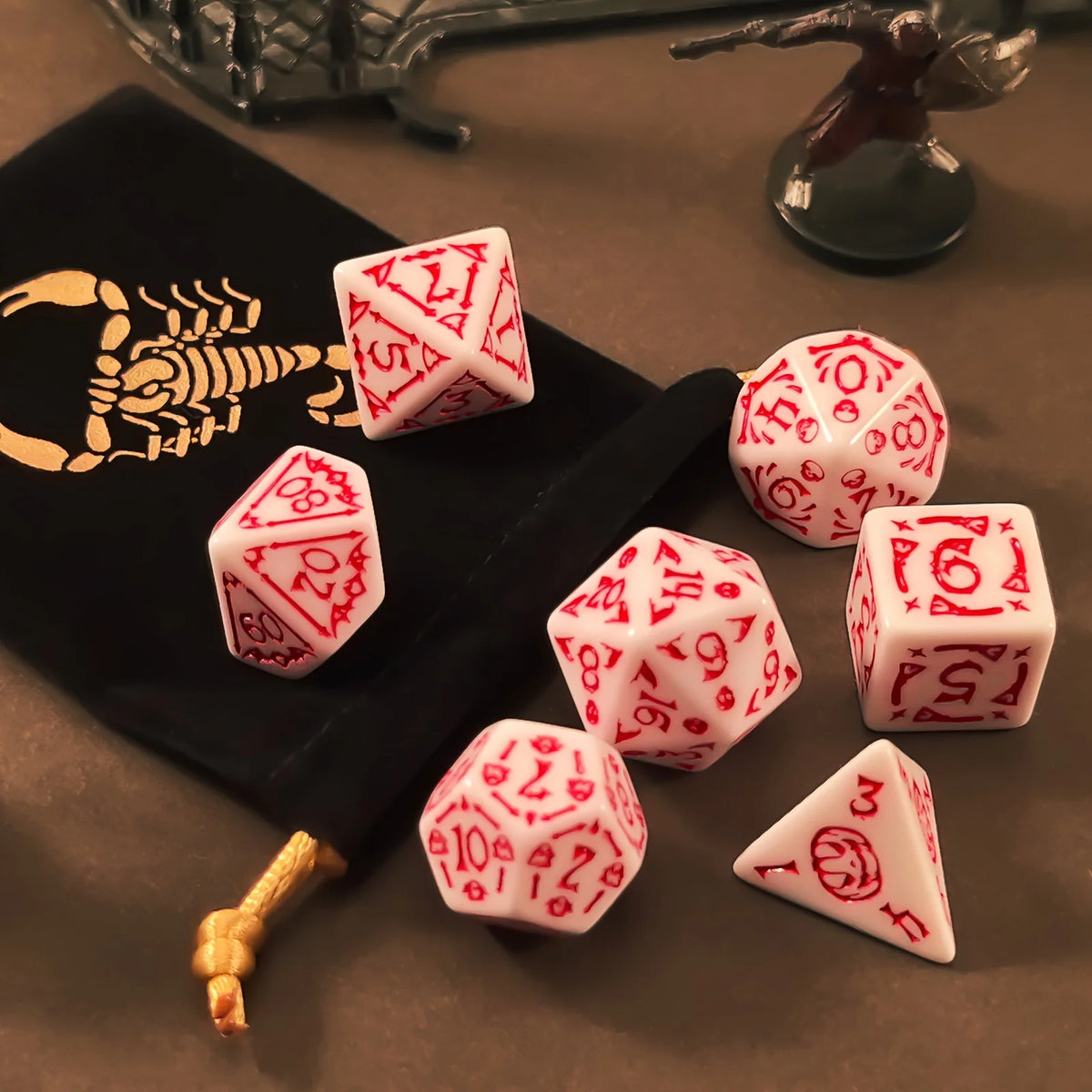 DND Dice Set -7pc Halloween Polyhedral Dice with Dice Bag for D&D RPG MTG Role Playing Table Party Games & DM & Dice Goblin
