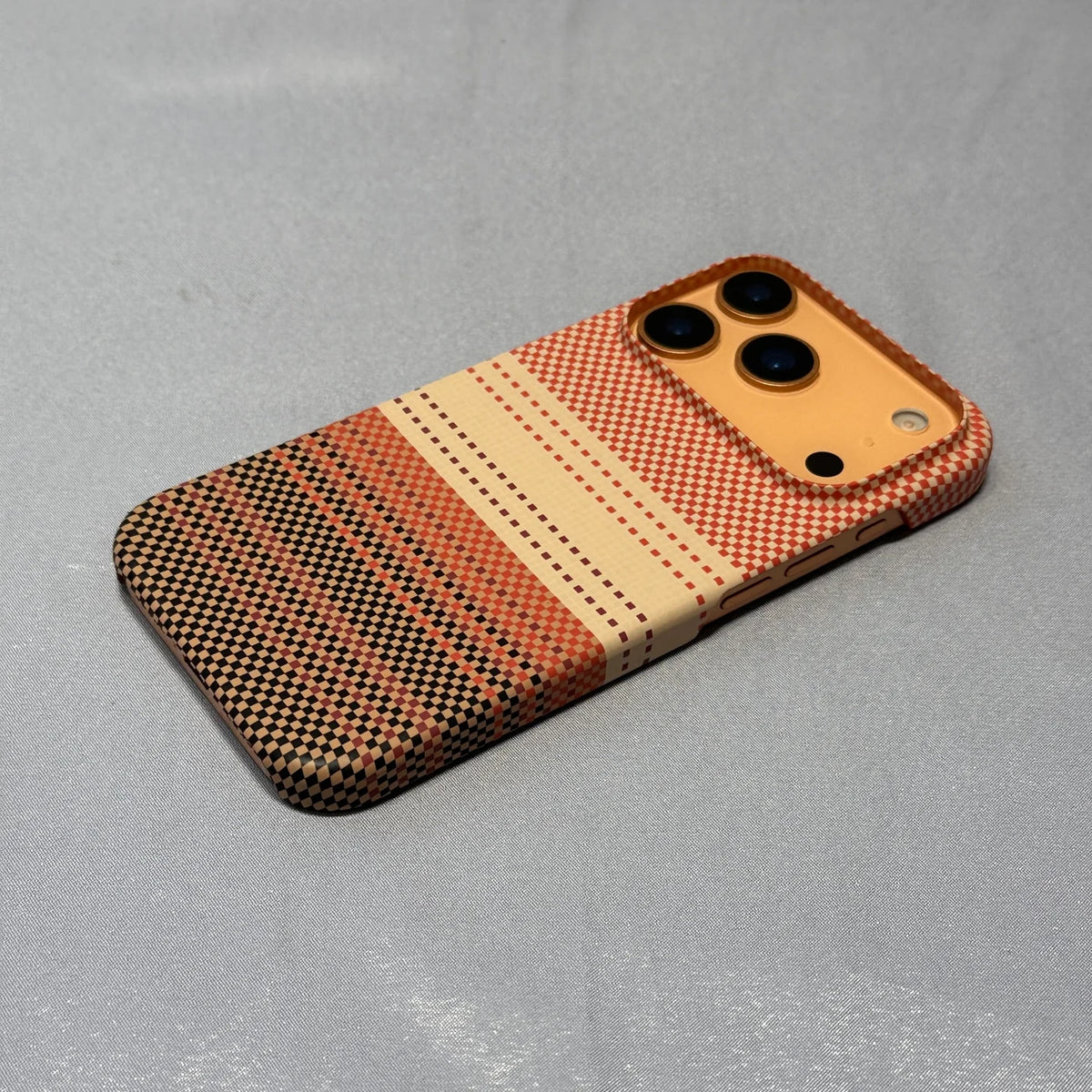 Sunset and Moonrise Woven Pattern Phone Case for iPhone 17 Pro Max/16 Pro Max, Compatible with Apple 17P/16P/15P Magnetic Creative Stand Protective Cover, Unisex Niche Design, Supports Wireless Charging, Shiny Phone Case