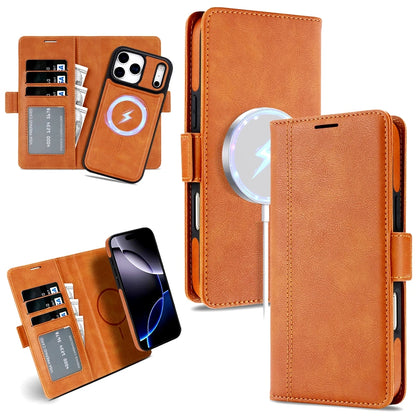 2 in 1 Wallet Case For iPhone 18 17 Promax Air 16 Pro Max 15 Plus 14 13 12 iphone17 Cards Slot Leather For Magsafe Phone Cover