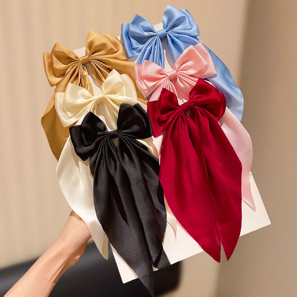 6-Pack Solid Color Large Bow Hair Clips for Girls Fashionable Daily & Party Wear Cute Hair Accessories