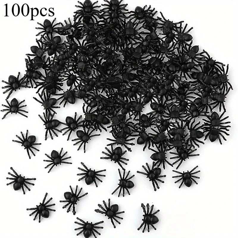 100/50pcs Realistic Spider Christmas Halloween Decoration Plastic Mini Spider Black Scary Spider Prank Haunted House Decorations
