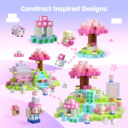 Magnetic Building Blocks Mine World Magnet Pink Girly Heart Blossom Cave Plant Zombies Cubes Set Brick Cube Toys Children Gifts