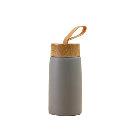New Style Mini Thermos Cup Creative Wood Grain Cover Portable Vacuum Stainless Steel Water Cup Student High Value Pocket Cup