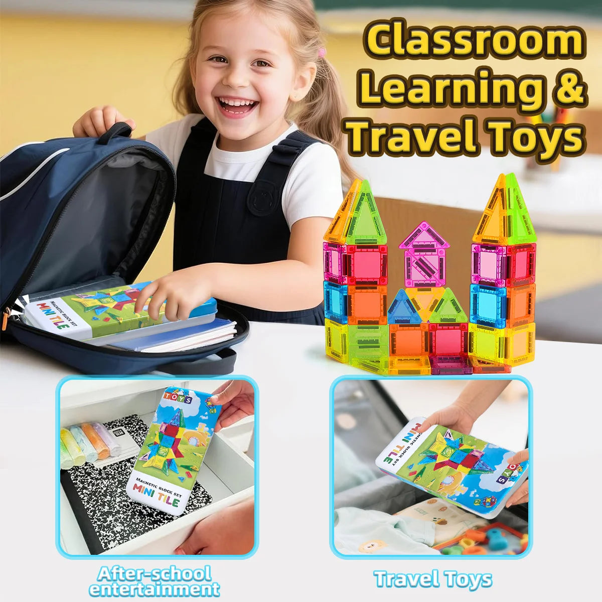 26/38pcs with Iron Box - Colorful Magnetic Building Blocks Set, Suitable for Kid's Learning and Education Magnetic Toys, Gifts