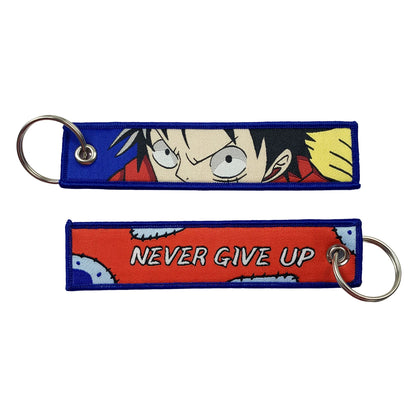One Piece Anime Key Chains with Cute Jet Manga Embroidery Fashion Key Tag for Jewelry Accessory Key Ring Holder Gift Anime Fans