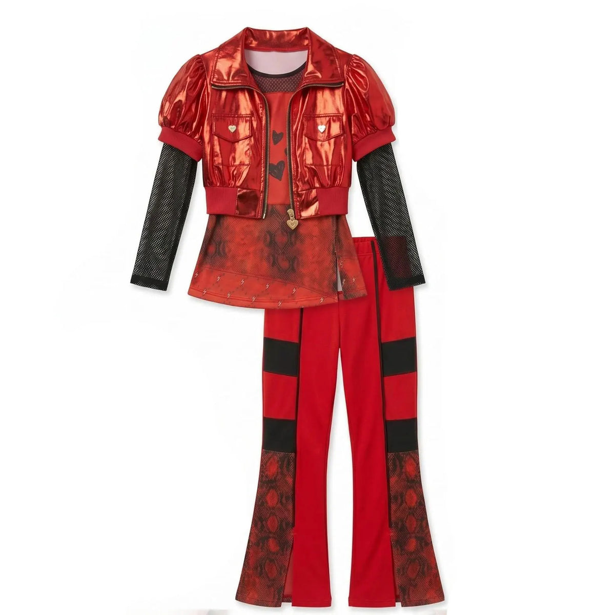2026 Fancy Comedy Movie Role Play Rock Costume 3PCS Suit The Rising of Red Cosplay Clothing Set Kid Descendant Halloween Apparel