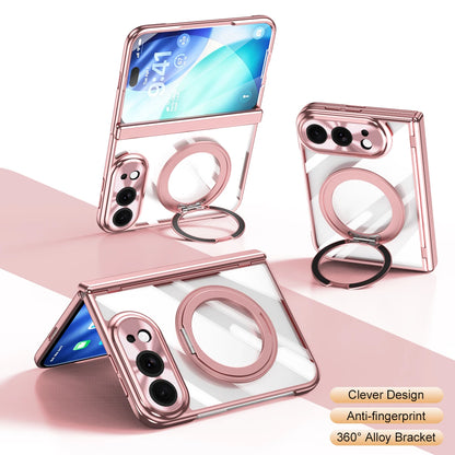 360 Rotating Magnetic Bracket Electroplating‌ Case for iPhone Ultra 18 Fold Wide Hinge Protection‌ Shockproof for Magsafe Cover