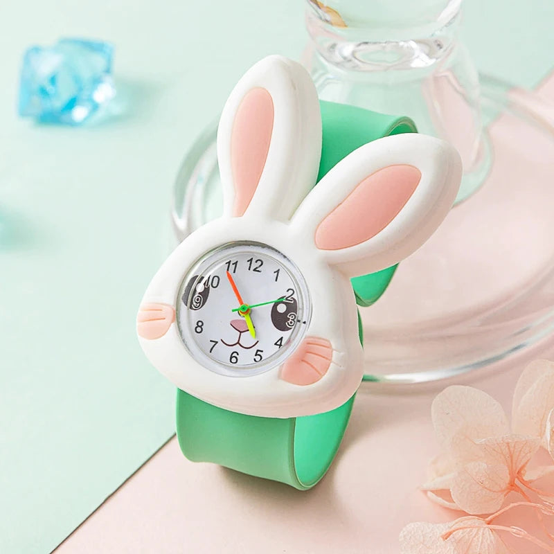 Cartoon Children Watches Baby Study Look The Time Toy Bracelet Kids Slap Watch for Boys Girls Birthday and Christmas Gift Clock