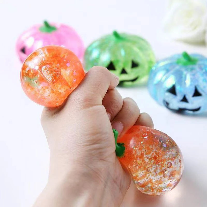 2026 Halloween Maltose Squishy Sequins Glitter Pumpkin Squeeze Balls Anti-stress Slow Rebound Pinch Toy Halloween Party Favors