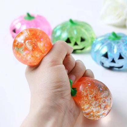 2026 Halloween Maltose Squishy Sequins Glitter Pumpkin Squeeze Balls Anti-stress Slow Rebound Pinch Toy Halloween Party Favors