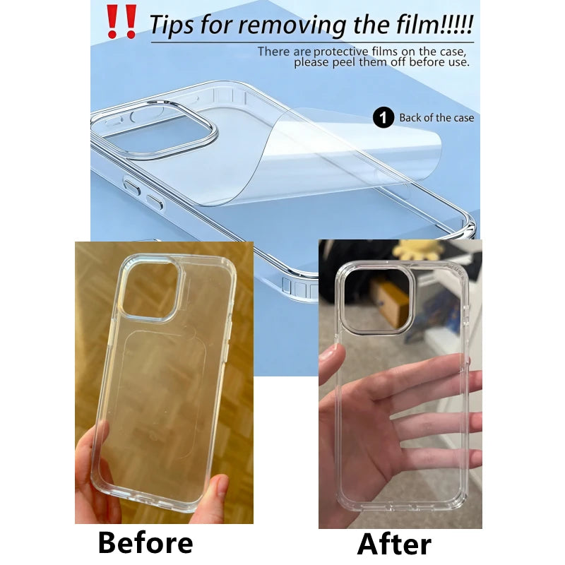 Luxury Transparent Phone Case For iPhone Duo 18 17 16 15 14 Plus 13 12 11 Pro Max Shockproof HD Clear Hard Acrylic Back Cover