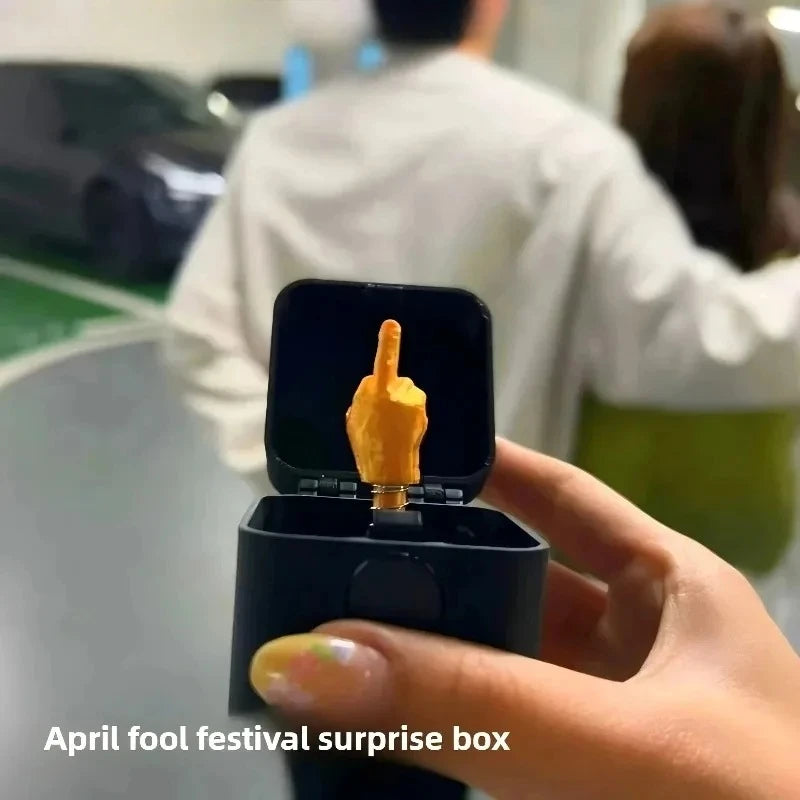 Funny Middle Finger in Box - Desk Decor Gag Gift for Halloween, Christmas & Birthday, Novelty Office Toy & Home Decoration
