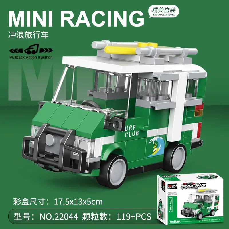 Racing Car Bus Engineering Vehicle Ambulance Pull Back Model Building Blocks Brick Toys Children Boys Compatible With Lego