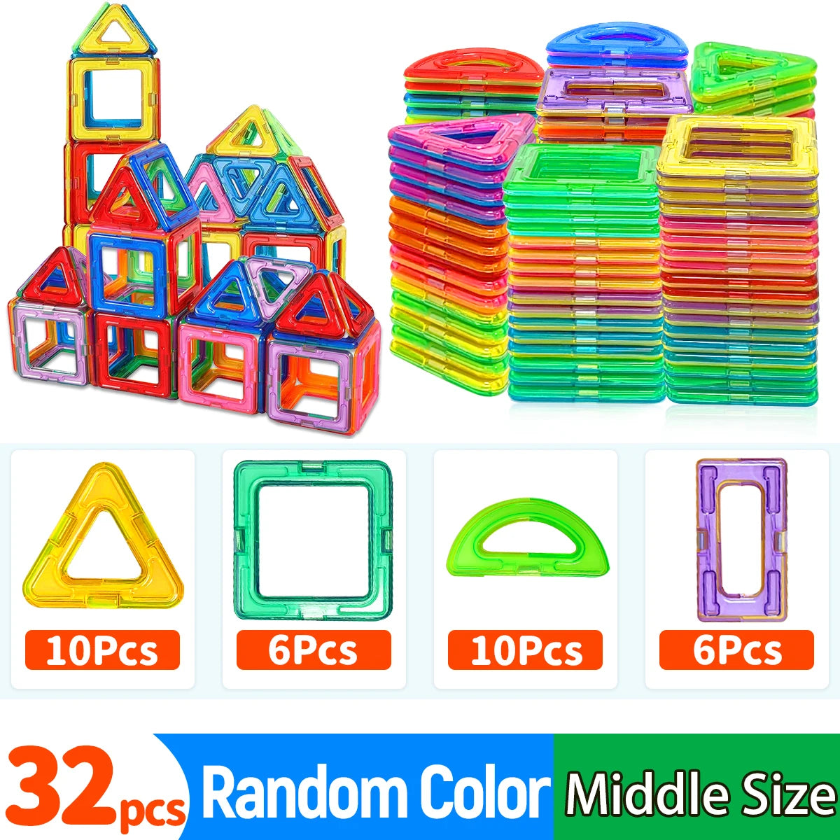 Magnetic Building Blocks DIY Magnets Toys Medium Size STEM Toys Construction Toys Learning Educational Magnet Toys
