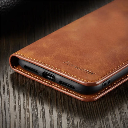 Thin Suede Leather Wallet Case for iPhone 11 12 13 14 15 16 17 18 Pro Max Mini XR XS 8 7 6 Plus SE 5S Flip Cover Strong Magnet