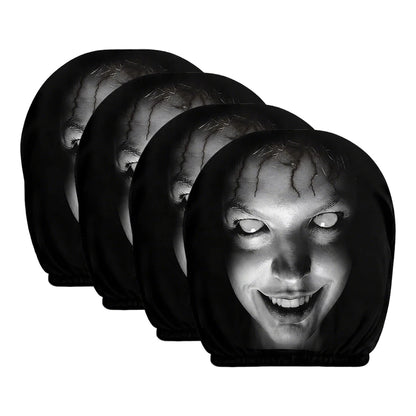 Aoifn Ghost Face Car Headrest Covers, Universal Halloween Horror Theme Headrest Covers, Scary Funny Car Interior Accessories