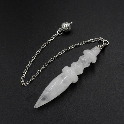 Natural Stone Pendant Egyptian Crystal Pendulum for Divination Dowsing Reiki Pink Clear Quartz Amethysts Black Onyx Pendulo X130