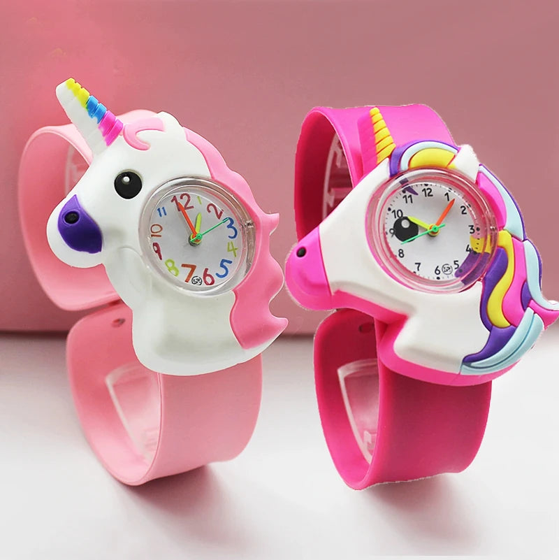Cartoon Children Watches Baby Study Look The Time Toy Bracelet Kids Slap Watch for Boys Girls Birthday and Christmas Gift Clock
