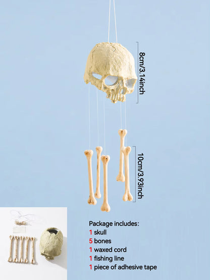 Halloween Skull Bone Wind Chime Skeleton Hanging Ornament Gothic Wall Window Spooky Home Decor Horror Indoor Outdoor Party Gift