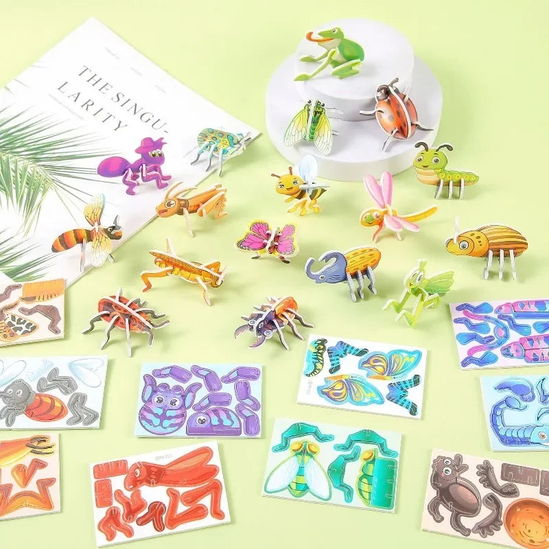 3D Animal Paper Puzzle Colorful DIY Paper Craft Kit Cute Animal Aircraft Tank Jigsaw Puzzle Toy Holiday Party Birthday Present