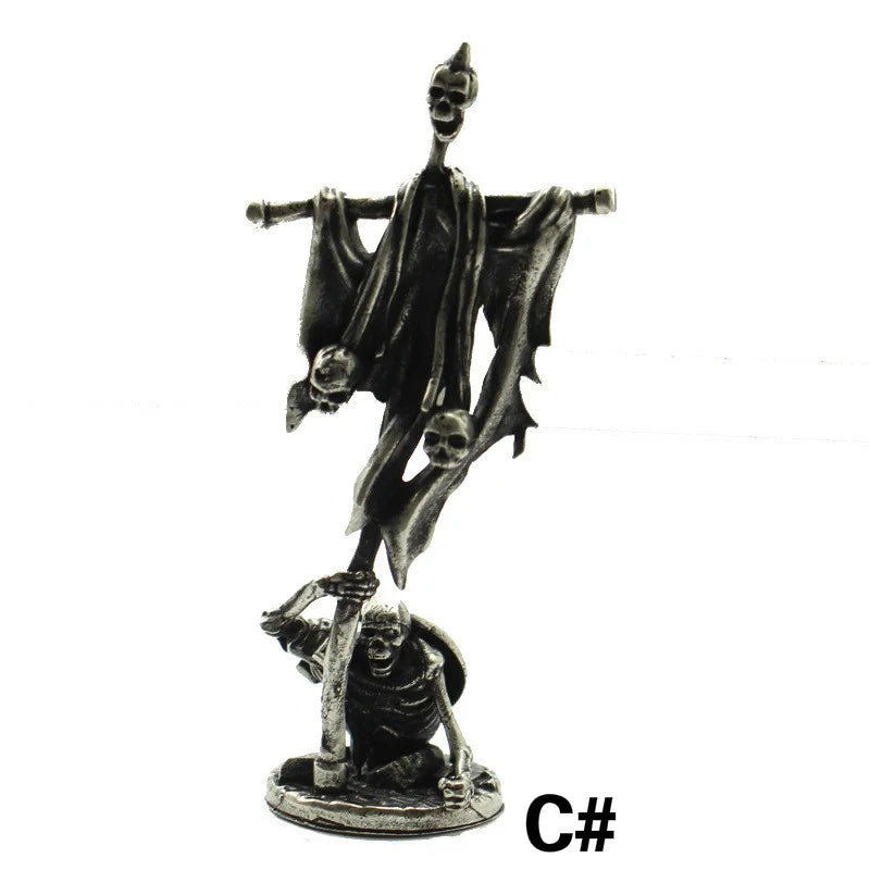 Copper Skeleton Legion Figurines Miniature Decoration Retro Metal Skull Soldier Army Model Statue Desk Ornament