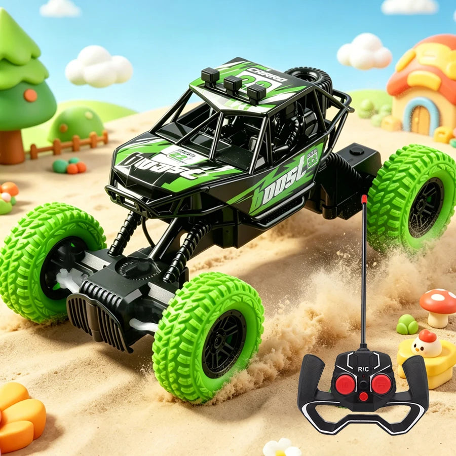 Remote Control Car with Colorful Flashing Lights, Rubber Wheels, Off-Road Toy Car Suitable for Children's Gifts