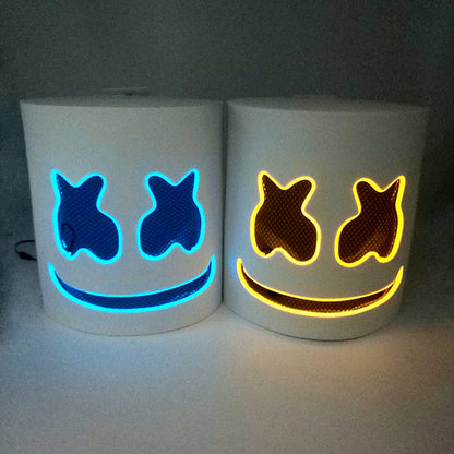 DJ Marshmello Luminous Head Cover LED Light Up Halloween Cosplay Headgear Glowing Helmet for Neon Night Club Music Rave Props