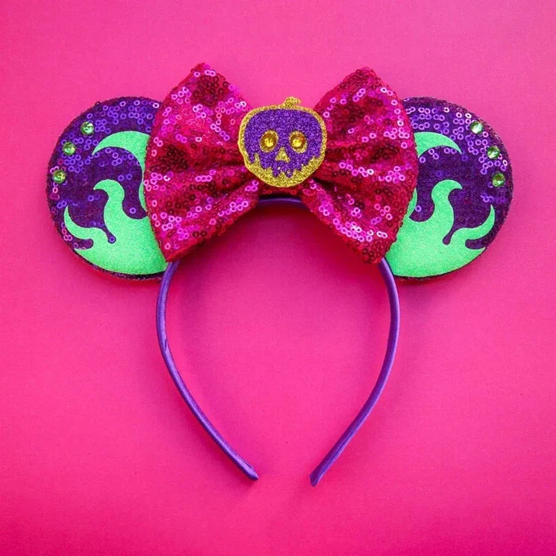 Disney Halloween Ear Headbands For Adults Kids Cosplay Bat Skeleton Maleficent Hairband Girls Ghost Women Party Hair Accessories