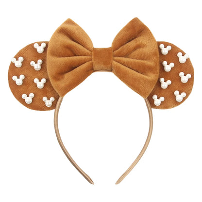 New Trendy Mouse Ears Headband 3.3"Velvet For Girls Soft Bow Hairband Halloween Festival Party Trip DIY Hair Accessories Gifts