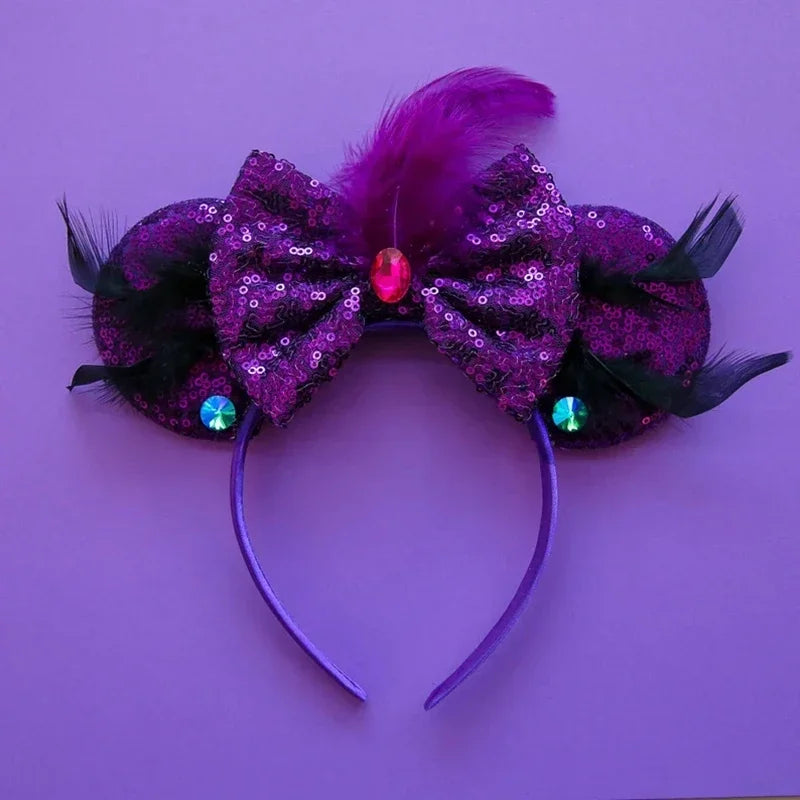 Disney Halloween Ear Headbands For Adults Kids Cosplay Bat Skeleton Maleficent Hairband Girls Ghost Women Party Hair Accessories