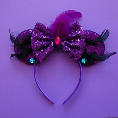 Disney Halloween Ear Headbands For Adults Kids Cosplay Bat Skeleton Maleficent Hairband Girls Ghost Women Party Hair Accessories